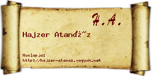 Hajzer Atanáz névjegykártya